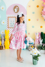 Bunny Love 3/4 Sleeve Pocket Twirl Dress by Mila & Rose ®