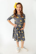Iowa Plaid Tigerhawk 3/4 Sleeve Pocket Twirl Dress by Mila & Rose ®