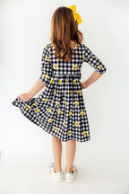 Iowa Plaid Tigerhawk 3/4 Sleeve Pocket Twirl Dress by Mila & Rose ®