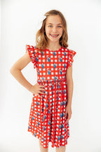 Nebraska Plaid Herbie Husker Flutter Twirl Dress by Mila & Rose ®