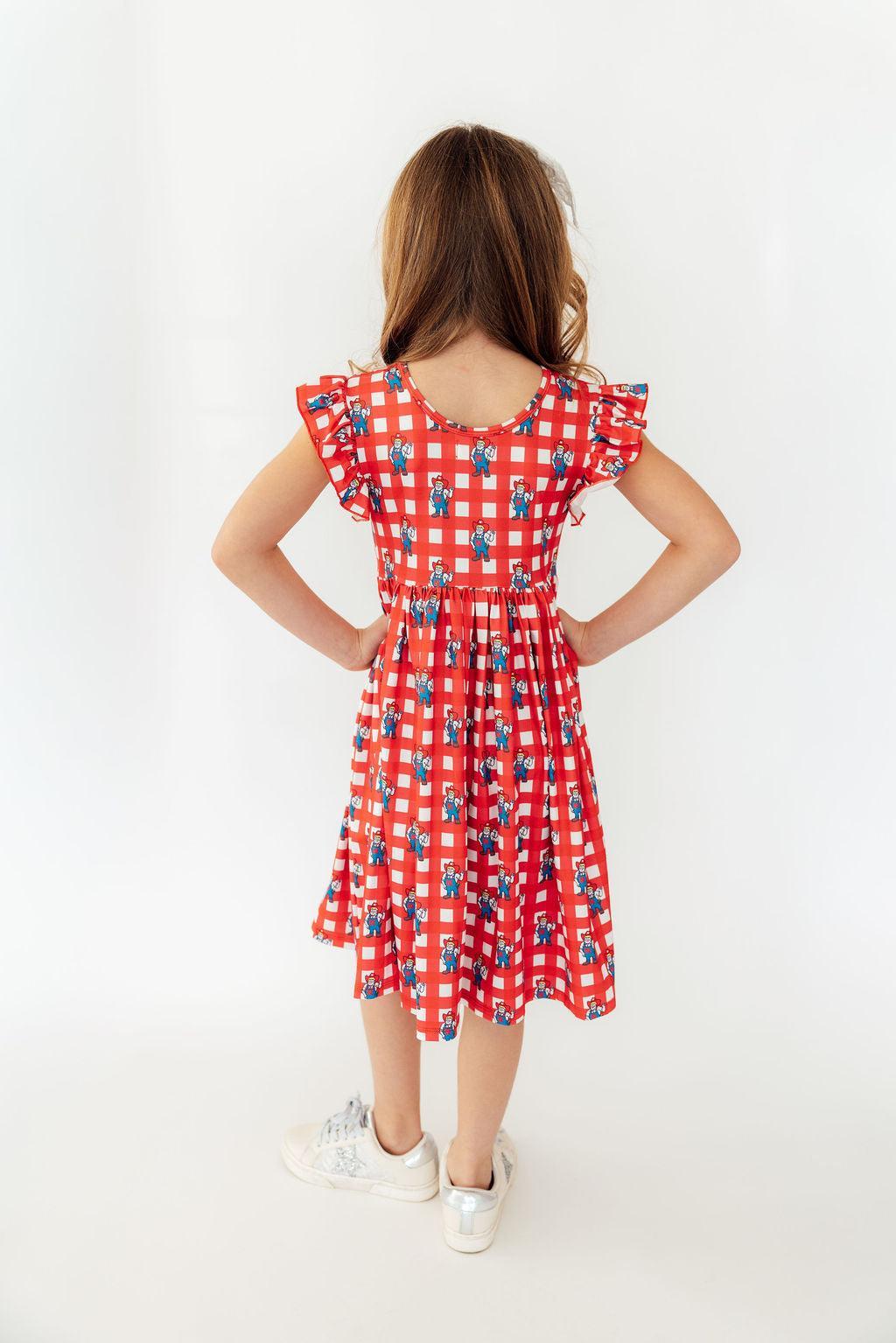 Nebraska Plaid Herbie Husker Flutter Twirl Dress by Mila & Rose ®