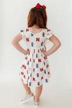Nebraska White Herbie Husker Flutter Twirl Dress by Mila & Rose ®