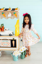 Carrot Cutie 3/4 Sleeve Ruffle Twirl Dress by Mila & Rose ®