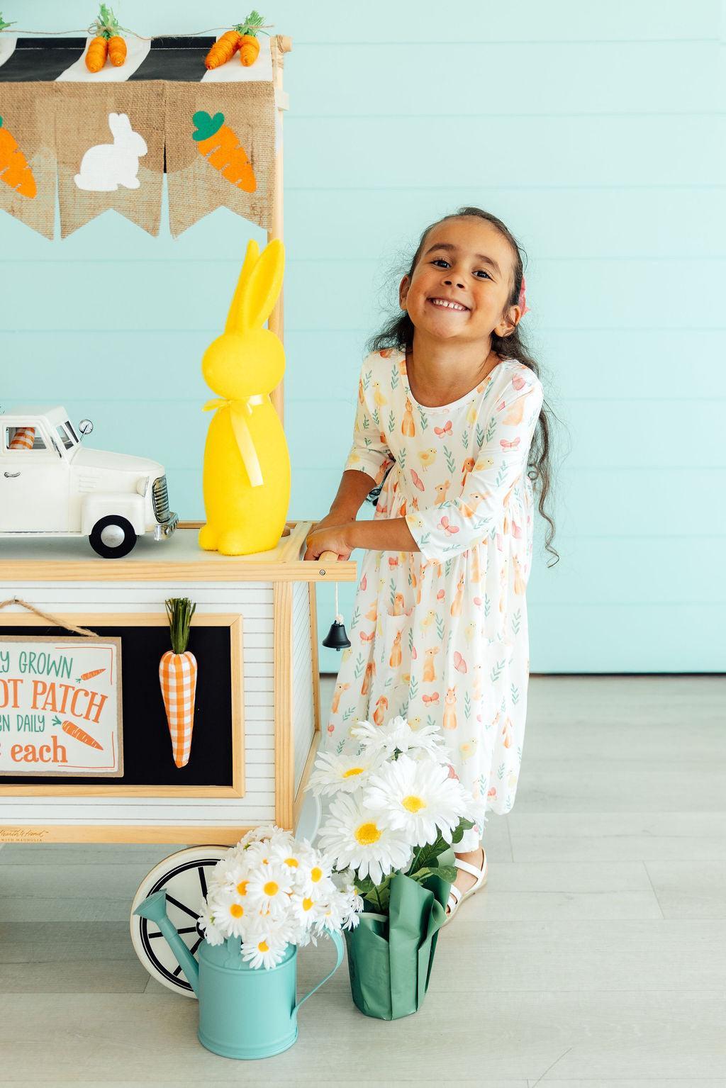 Sunny Bunnies 3/4 Sleeve Pocket Twirl Dress by Mila & Rose ®