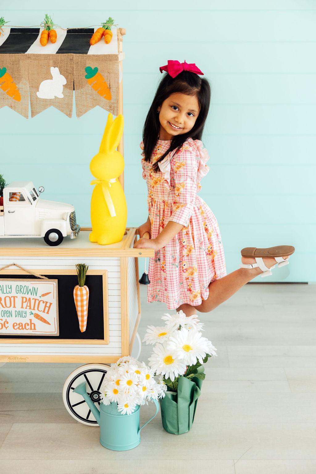 Daisy Ducklings 3/4 Sleeve Ruffle Twirl Dress by Mila & Rose ®