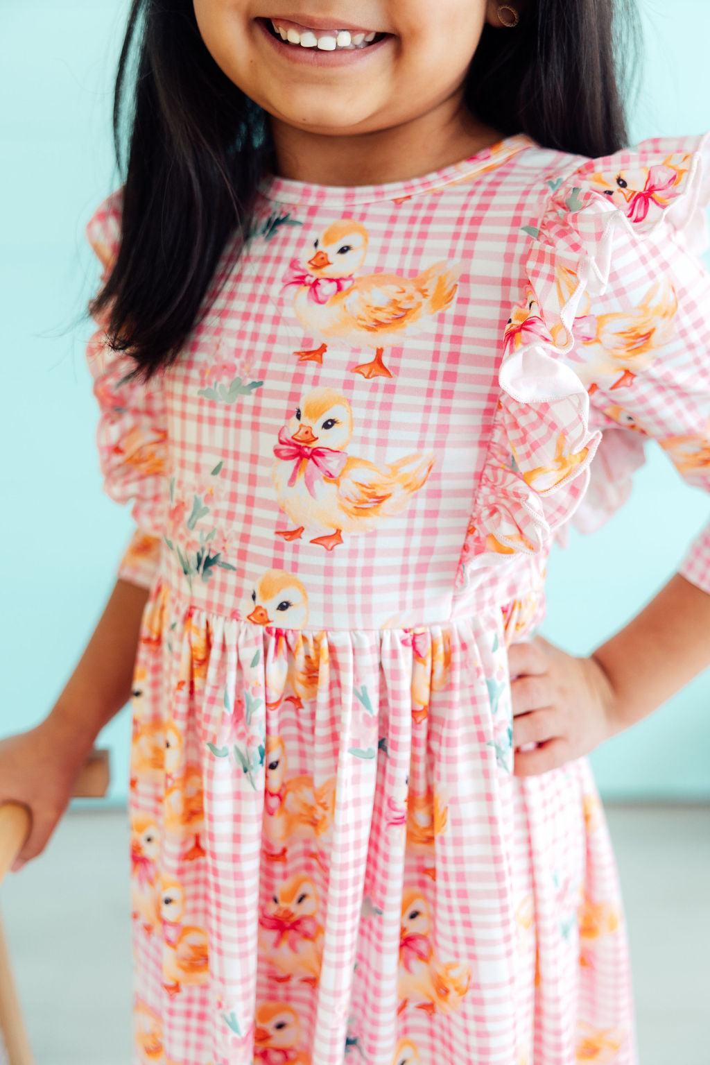 Daisy Ducklings 3/4 Sleeve Ruffle Twirl Dress by Mila & Rose ®