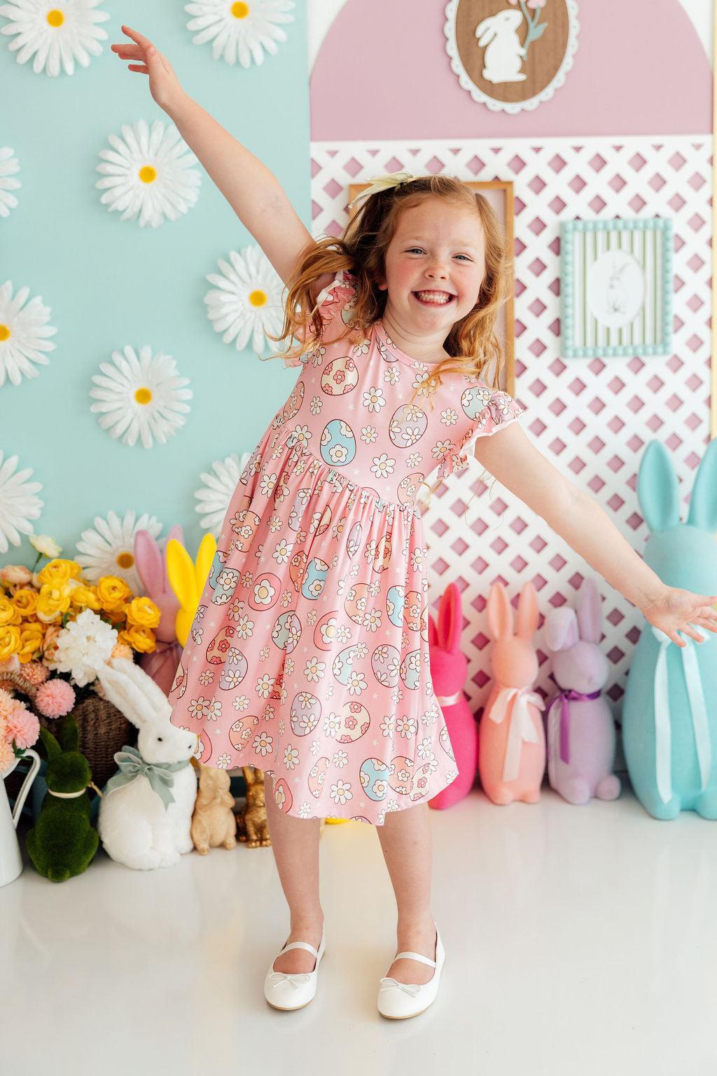 Easter Egg Hunt Flutter Sleeve Twirl Dress by Mila & Rose ®