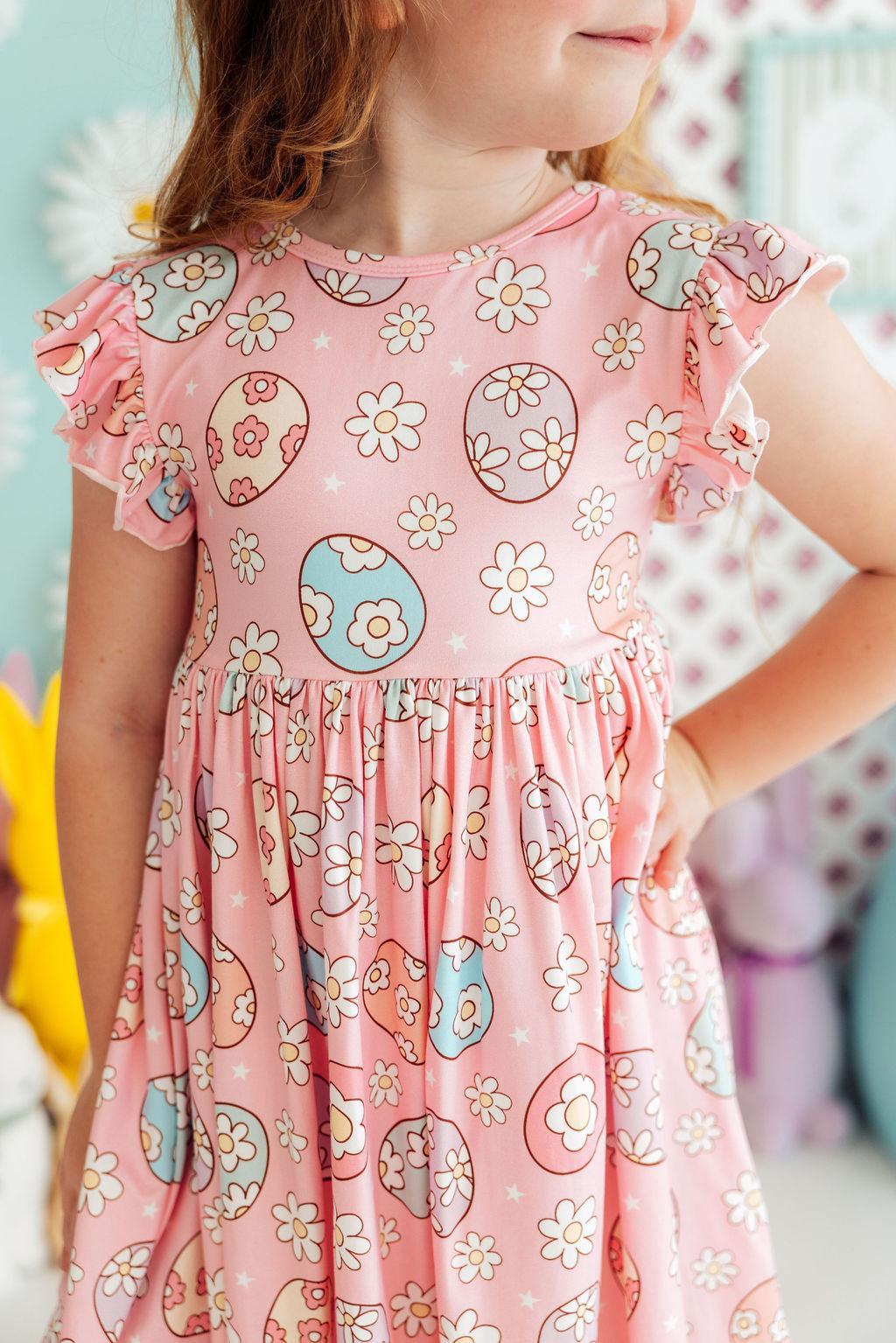 Easter Egg Hunt Flutter Sleeve Twirl Dress by Mila & Rose ®