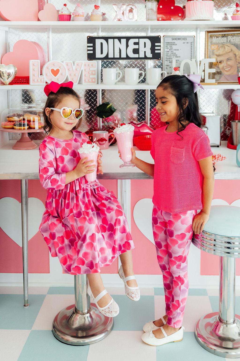 Happy Heart Day 3/4 Sleeve Pocket Twirl Dress by Mila & Rose ®