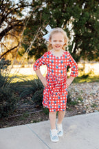 Nebraska Plaid Herbie Husker 3/4 Sleeve Pocket Twirl Dress by Mila & Rose ®