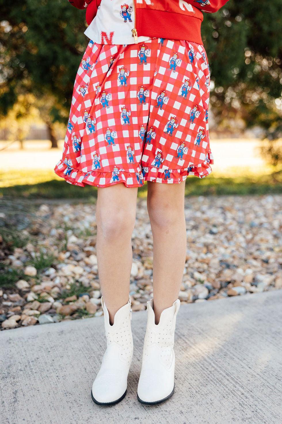Nebraska Plaid Herbie Husker Twirl Skort by Mila & Rose ®