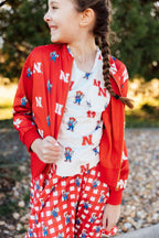 Nebraska White Herbie Husker Ruffle Pocket Tee by Mila & Rose ®