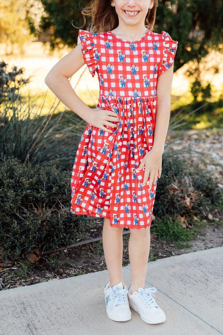 Nebraska Plaid Herbie Husker Flutter Twirl Dress by Mila & Rose ®