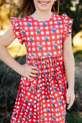 Nebraska Plaid Herbie Husker Flutter Twirl Dress by Mila & Rose ®