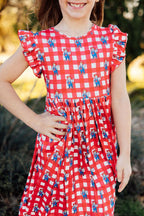 Nebraska Plaid Herbie Husker Flutter Twirl Dress by Mila & Rose ®