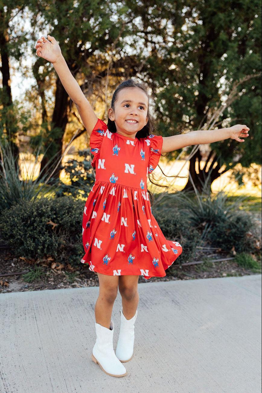 Nebraska Red Herbie Husker Flutter Twirl Dress by Mila & Rose ®