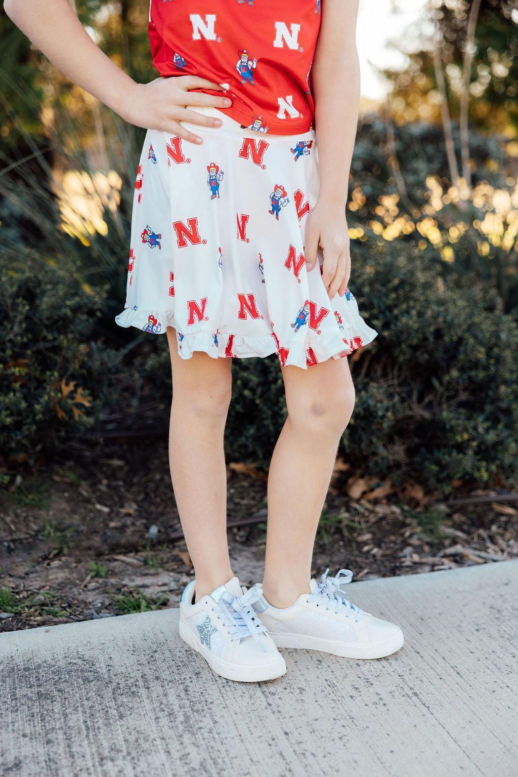 Nebraska White Herbie Husker Twirl Skort by Mila & Rose ®
