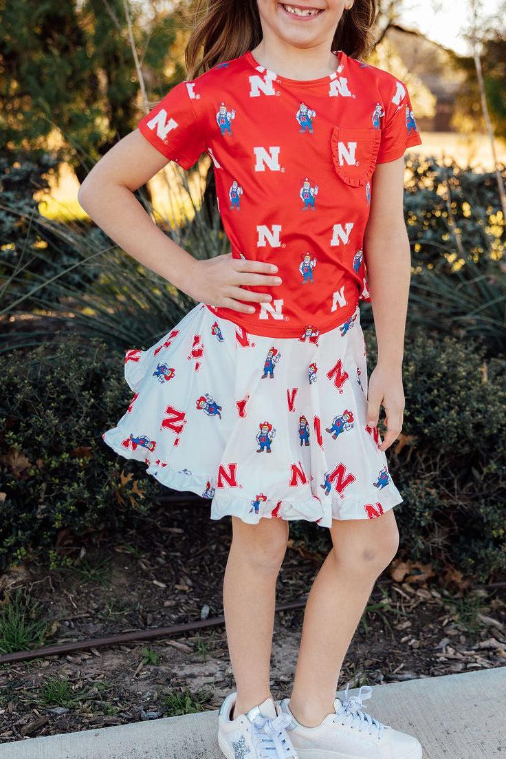 Nebraska White Herbie Husker Twirl Skort by Mila & Rose ®