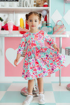 Watercolor Hearts 3/4 Sleeve Pocket Twirl Dress by Mila & Rose ®