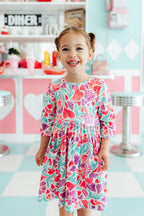 Watercolor Hearts 3/4 Sleeve Pocket Twirl Dress by Mila & Rose ®