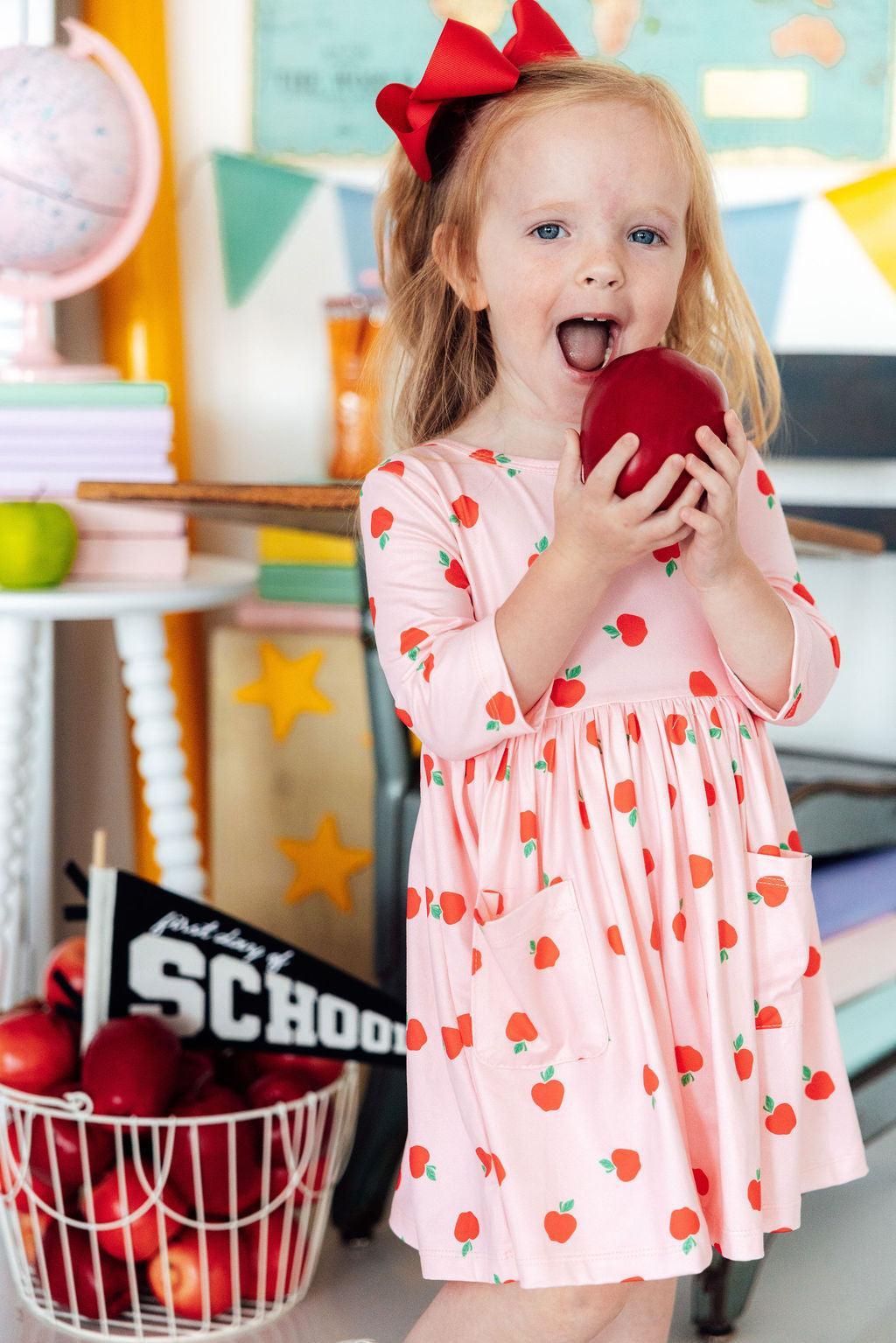 An Apple a Day 3/4 Sleeve Pocket Twirl Dress by Mila & Rose ®