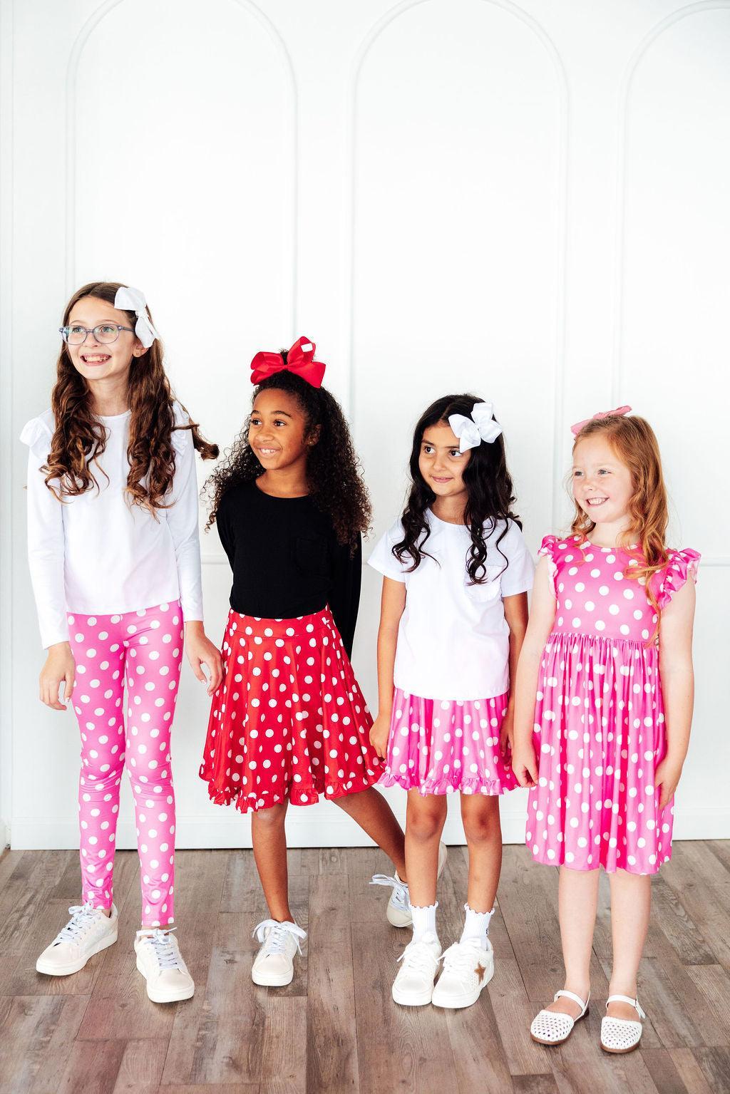 Pink Polka Dots Flutter Sleeve Twirl Dress by Mila & Rose ®