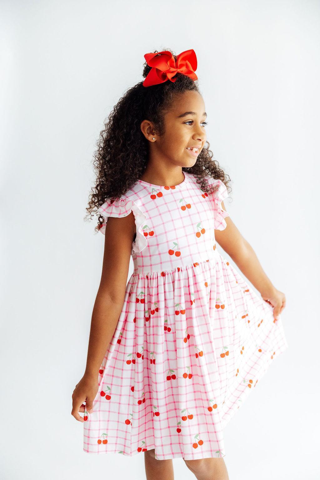 Cherry Sweet Flutter Sleeve Twirl Dress by Mila & Rose ®