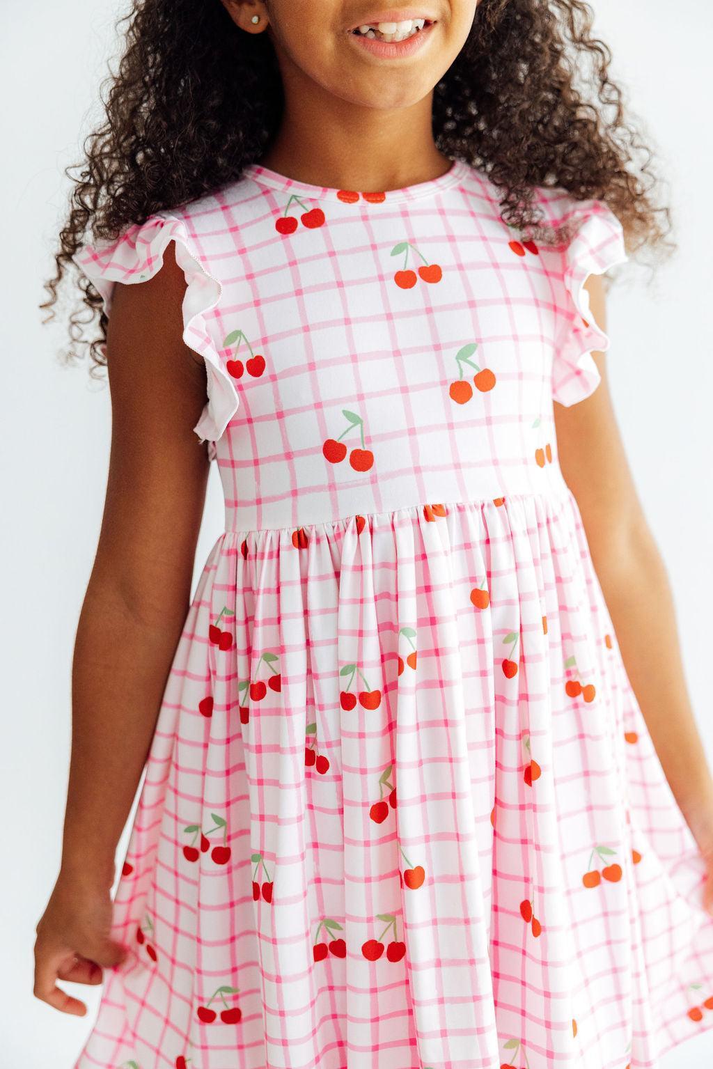 Cherry Sweet Flutter Sleeve Twirl Dress by Mila & Rose ®