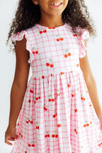 Cherry Sweet Flutter Sleeve Twirl Dress by Mila & Rose ®