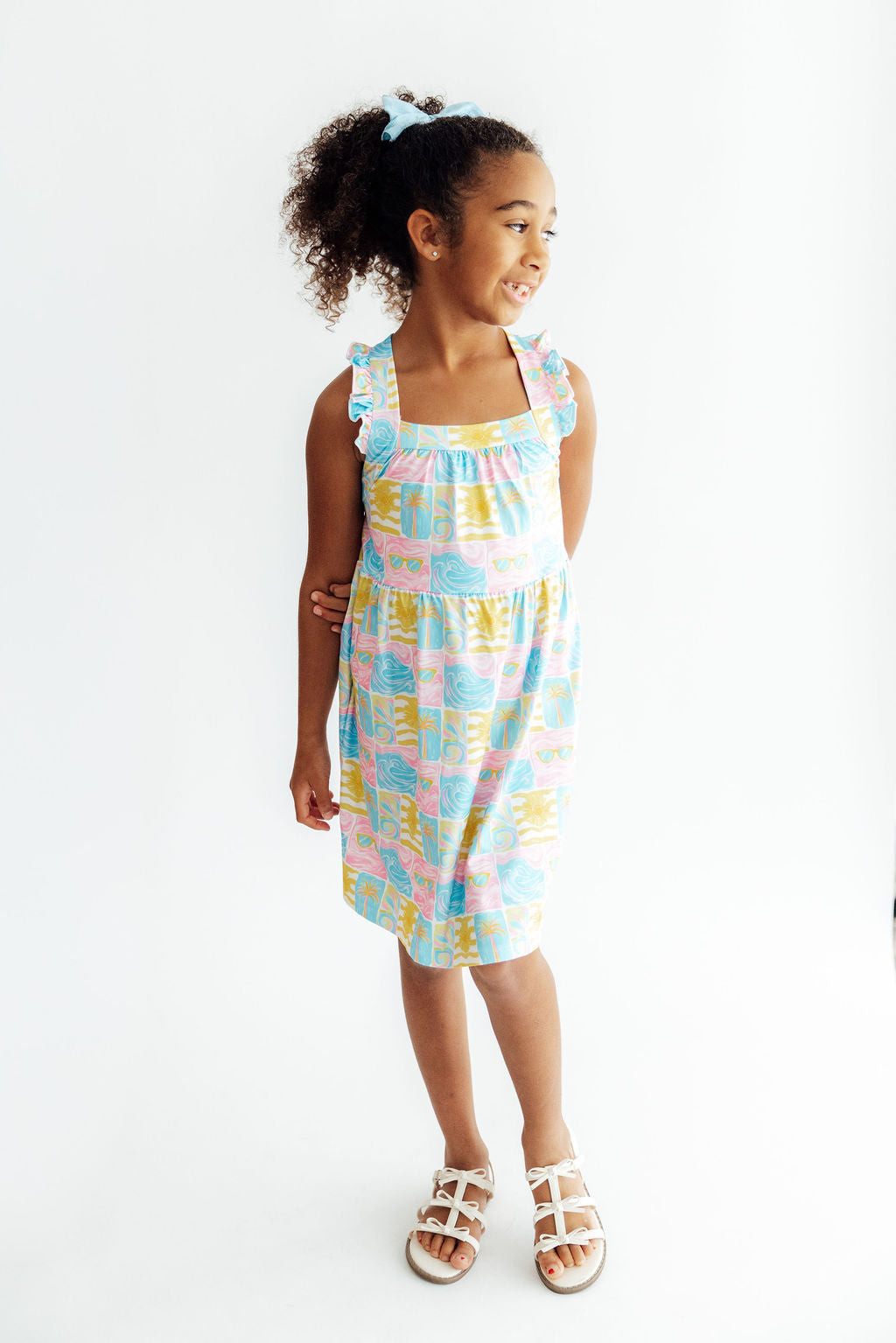 Tropical Summer Ruffle Cross Back Dress by Mila & Rose ®