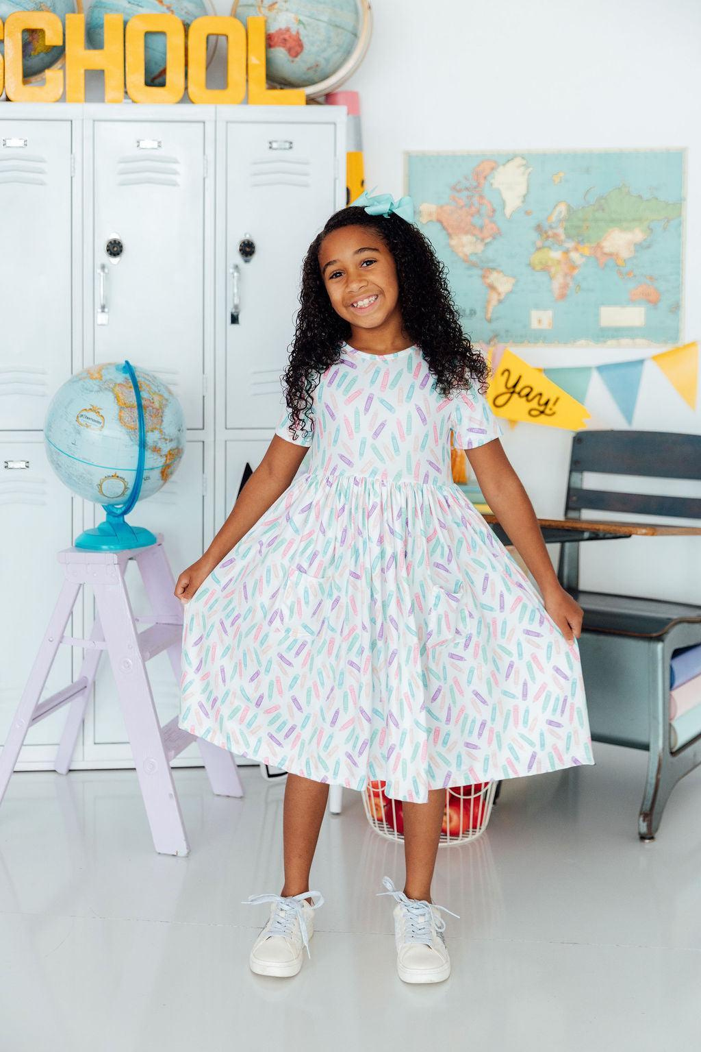 Color Crayons S/S Pocket Twirl Dress by Mila & Rose ®