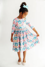 Floral Garden 3/4 Sleeve Pocket Twirl Dress by Mila & Rose ®