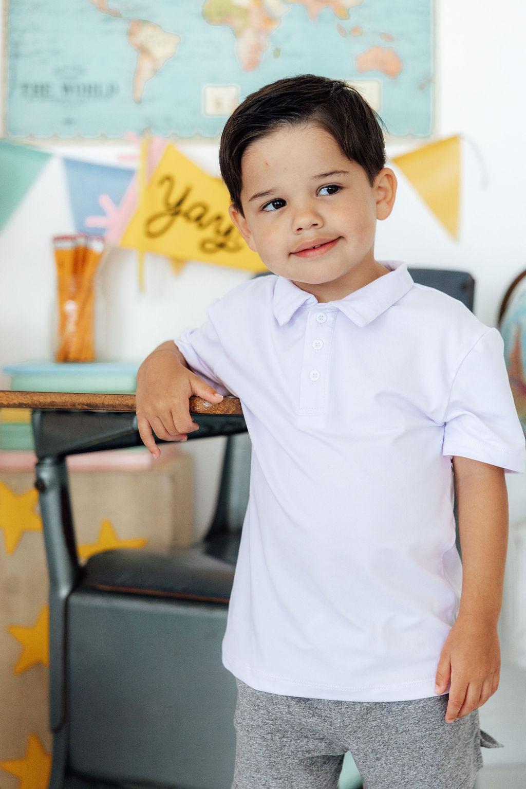 Boys White S/S Polo by Mila & Rose ®