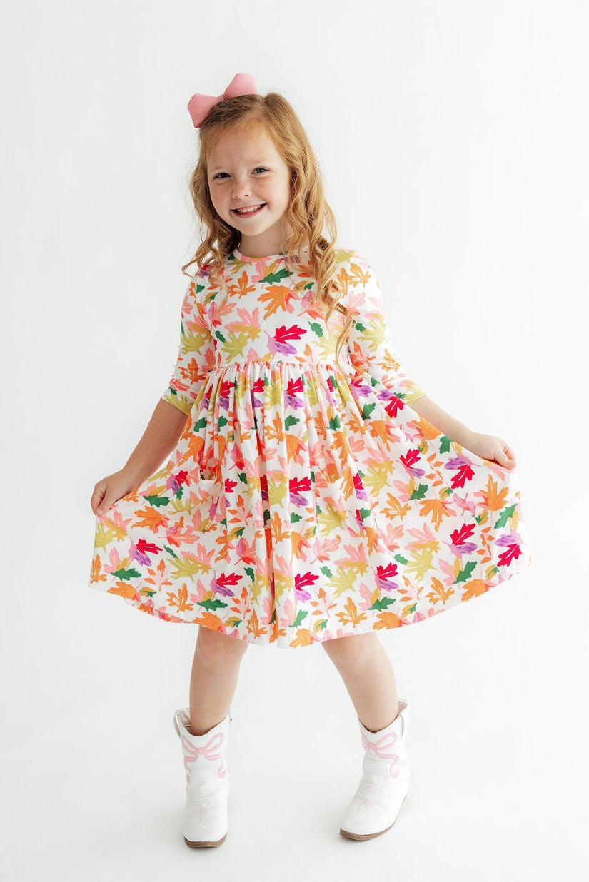 Falling Leaves 3/4 Sleeve Pocket Twirl Dress by Mila & Rose ®