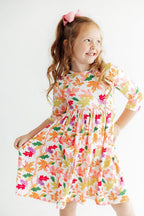 Falling Leaves 3/4 Sleeve Pocket Twirl Dress by Mila & Rose ®