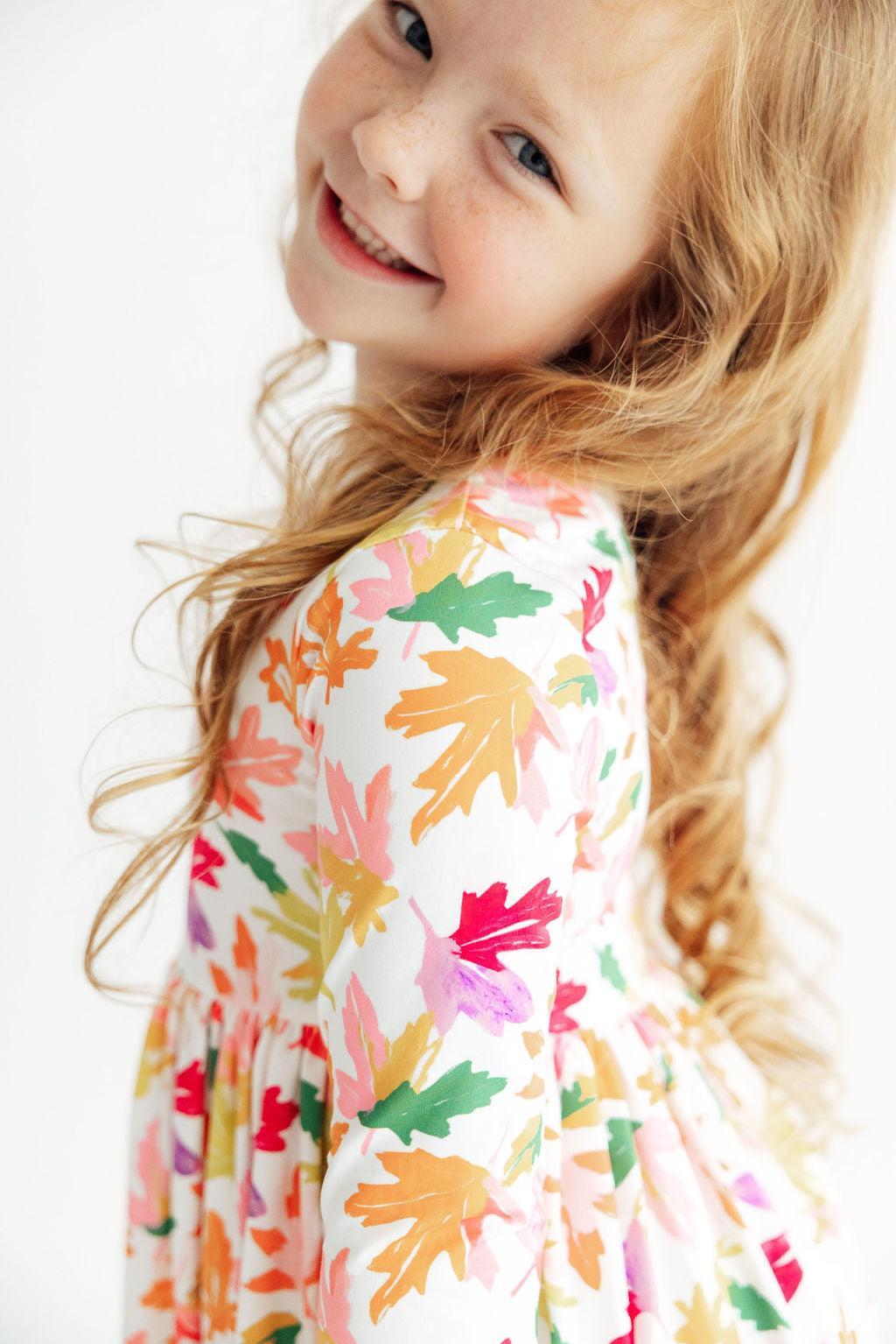 Falling Leaves 3/4 Sleeve Pocket Twirl Dress by Mila & Rose ®