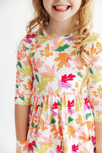 Falling Leaves 3/4 Sleeve Pocket Twirl Dress by Mila & Rose ®