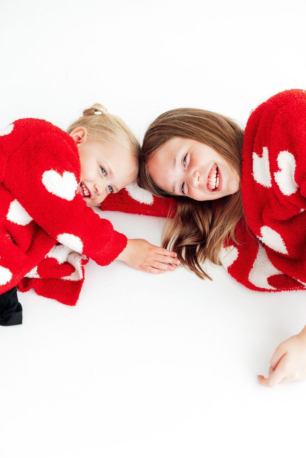 Red/Coconut Heart Cozy Cardigan by Mila & Rose ®