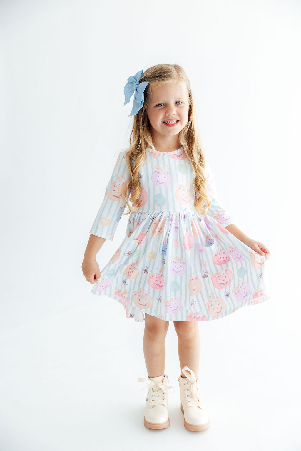 Here for the Candy 3/4 Sleeve Pocket Twirl Dress by Mila & Rose ®