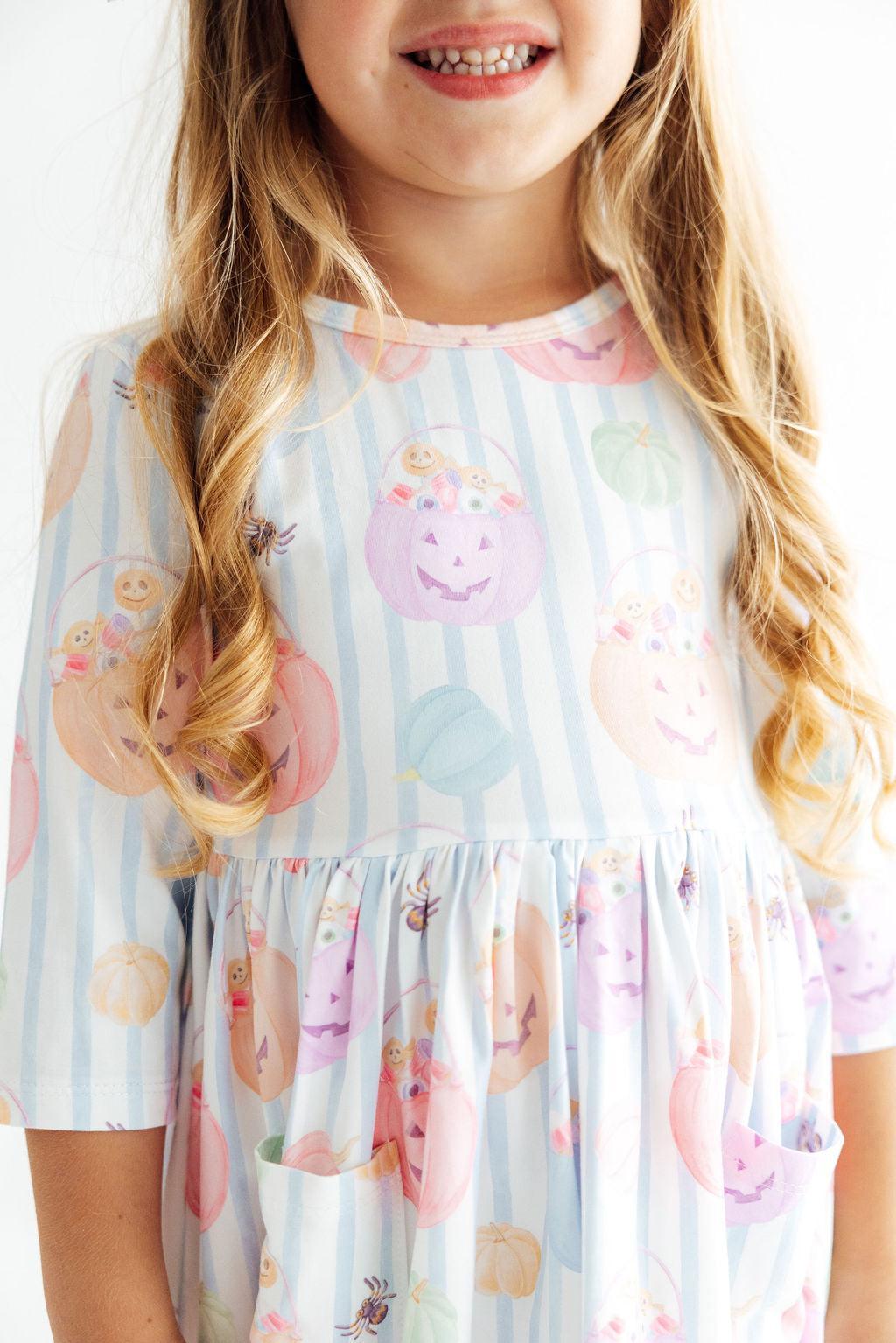 Here for the Candy 3/4 Sleeve Pocket Twirl Dress by Mila & Rose ®