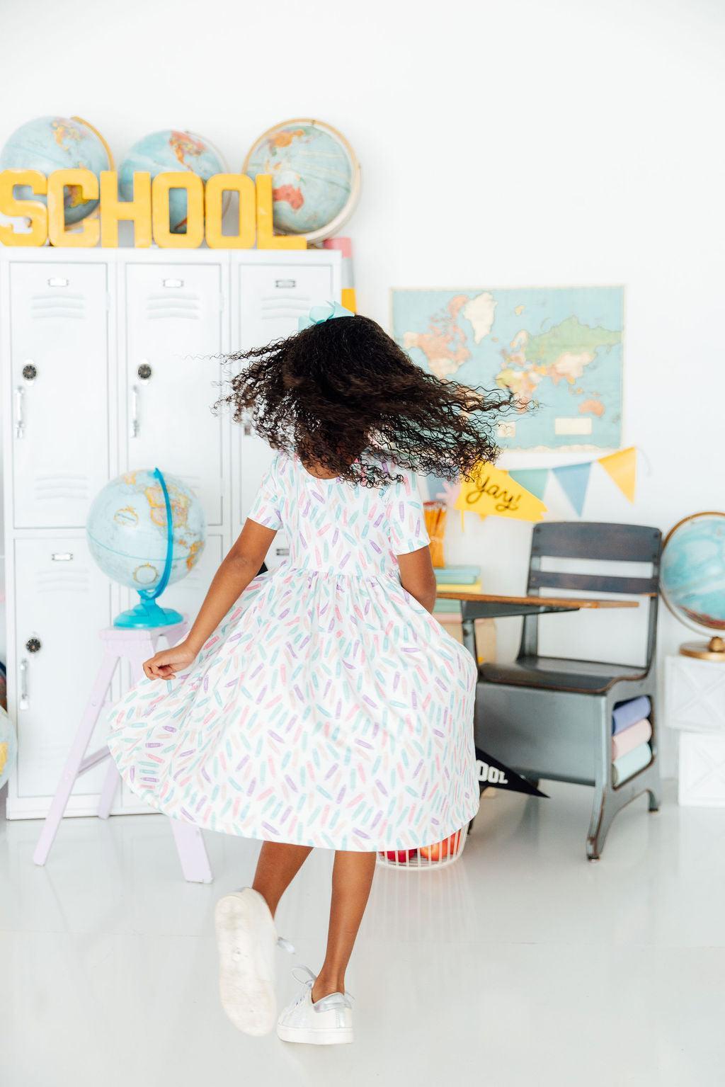 Color Crayons S/S Pocket Twirl Dress by Mila & Rose ®