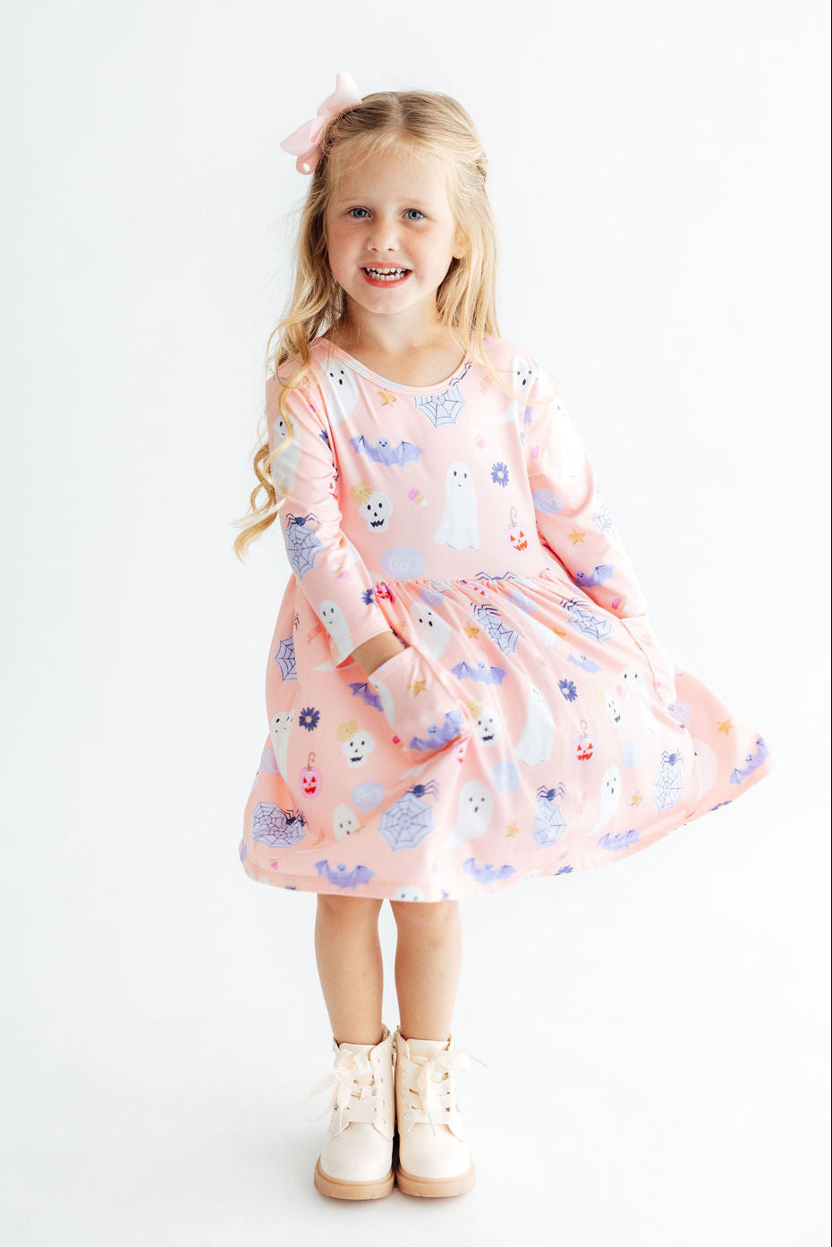 Spooky Sweetheart 3/4 Sleeve Pocket Twirl Dress by Mila & Rose ®
