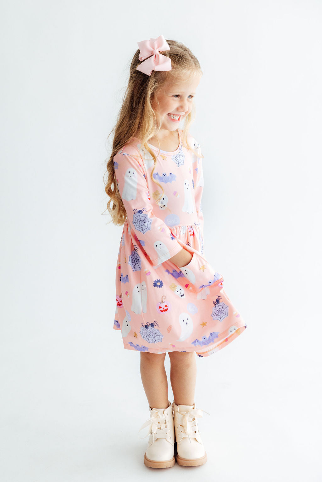 Spooky Sweetheart 3/4 Sleeve Pocket Twirl Dress by Mila & Rose ®