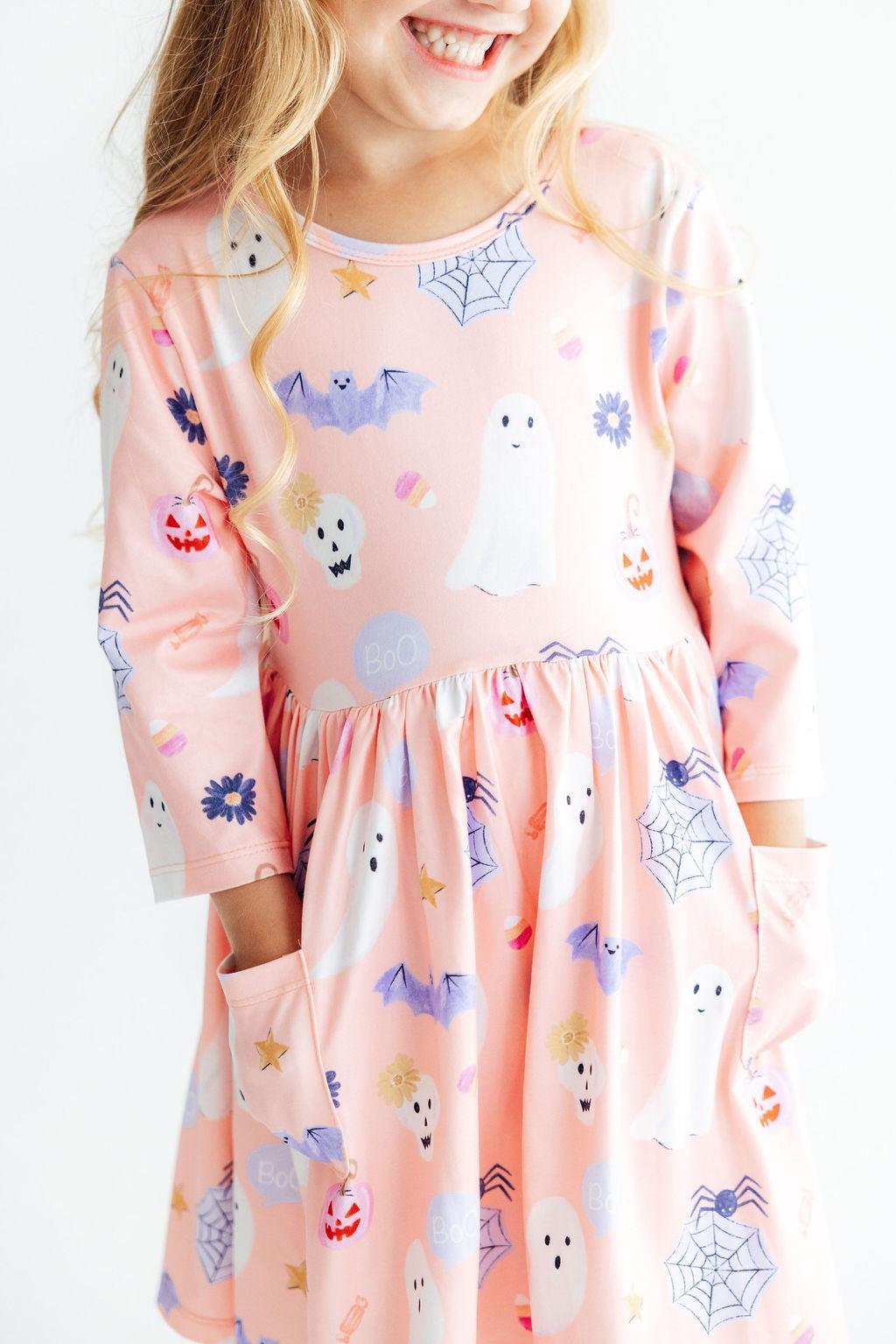 Spooky Sweetheart 3/4 Sleeve Pocket Twirl Dress by Mila & Rose ®