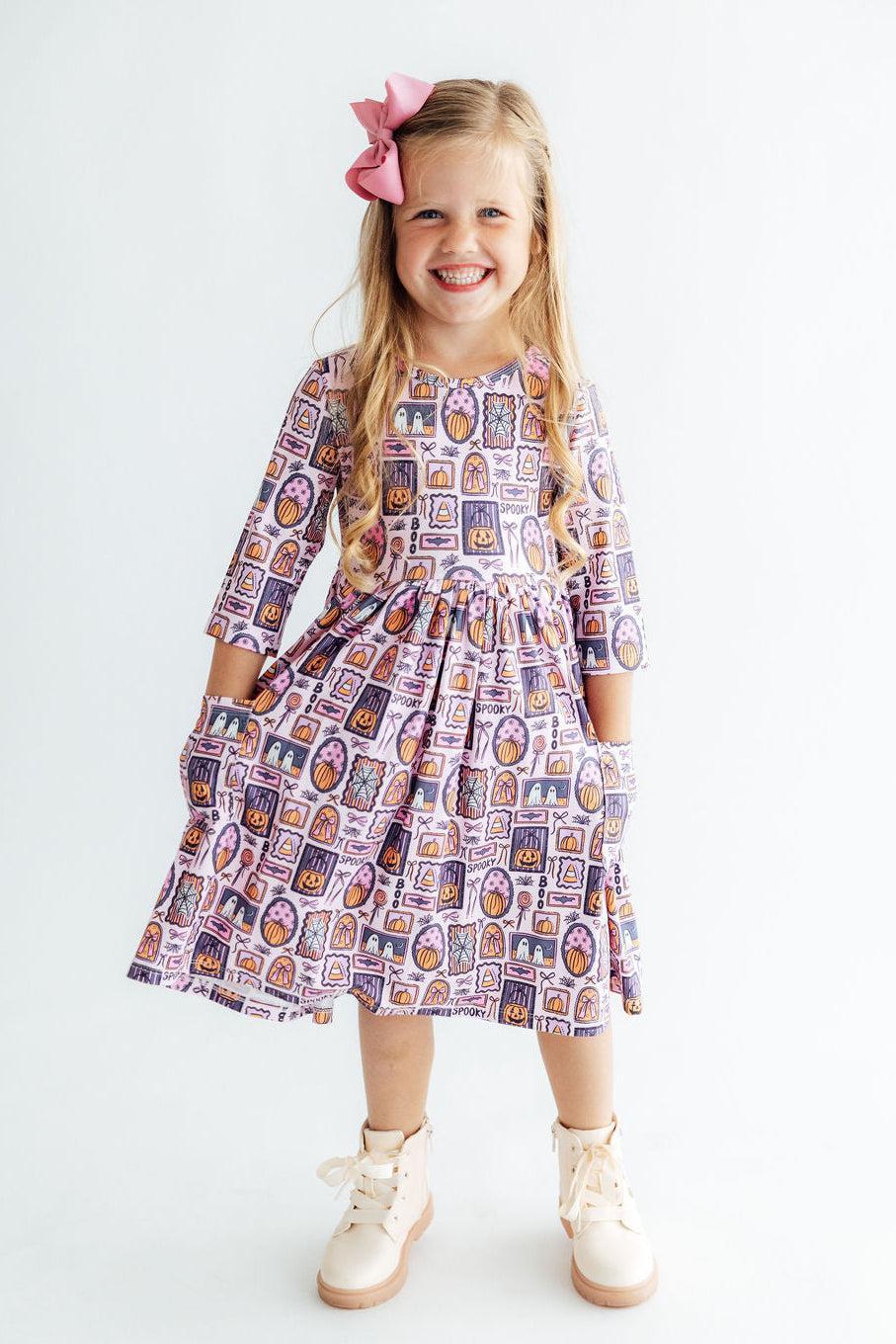 Ghouls Just Want to Have Fun 3/4 Sleeve Pocket Twirl Dress by Mila & Rose ®