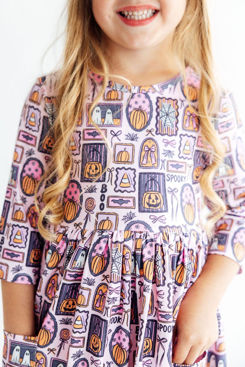Ghouls Just Want to Have Fun 3/4 Sleeve Pocket Twirl Dress by Mila & Rose ®