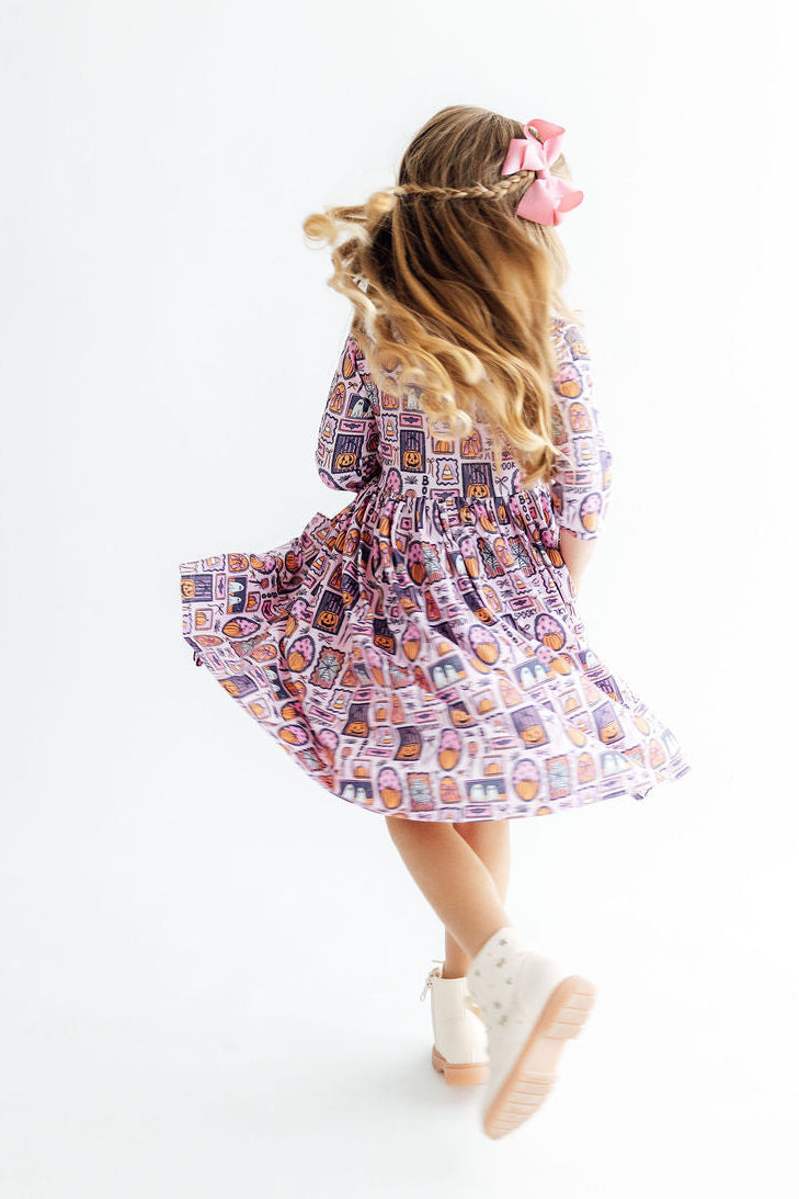 Ghouls Just Want to Have Fun 3/4 Sleeve Pocket Twirl Dress by Mila & Rose ®