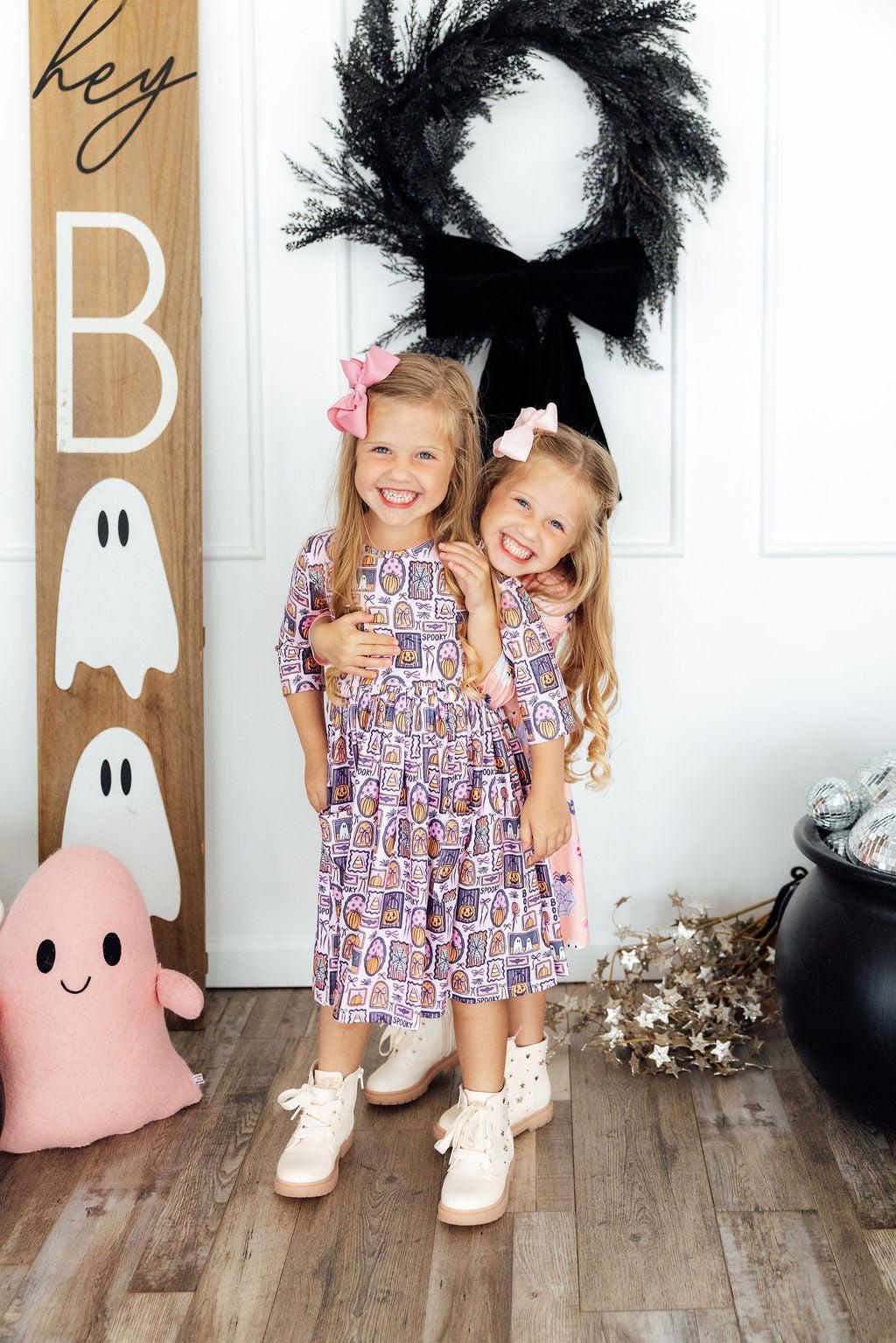Ghouls Just Want to Have Fun 3/4 Sleeve Pocket Twirl Dress by Mila & Rose ®