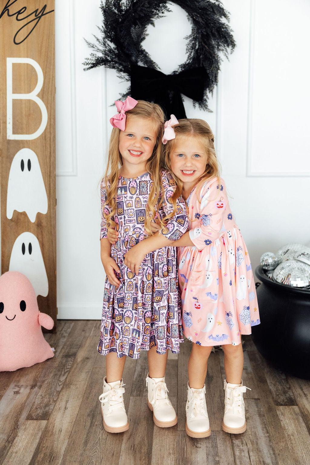 Ghouls Just Want to Have Fun 3/4 Sleeve Pocket Twirl Dress by Mila & Rose ®