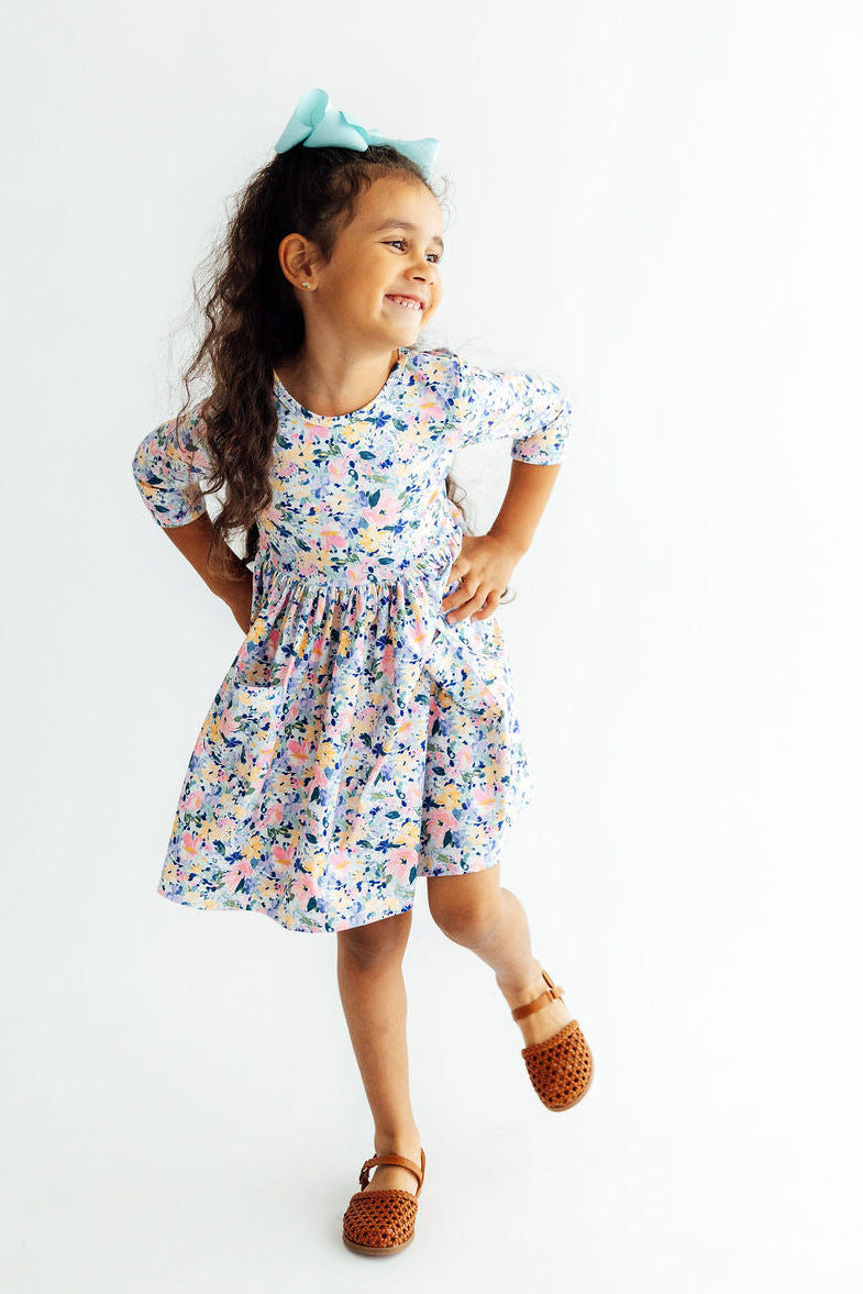 Fall Floral 3/4 Sleeve Pocket Twirl Dress by Mila & Rose ®